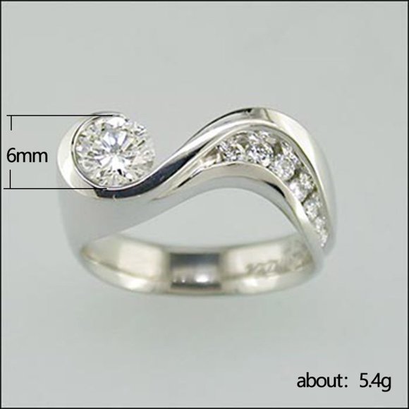 💎925 Silver Plated Unique Design CZ Wedding Ring for Women, MARR9432 - Picture 2 of 2